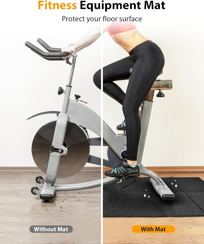 Foldable Rubber Treadmill Mat - Exercise Bike Mat with Waterproof | Non-Slip, Shock Absorption, Exercise Equipment Mat, Protect Floor, for Home Gym Workout, for Bike/Elliptical, Mat for Carpet