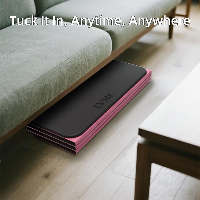 LVME Foldable Yoga Mat, 71"x24"x1/3" Thick(8mm), Non Slip Exercise Mat | SGS Certified POE, Fitness Travel Mat, Easy To Store, Foldable for Exercise, Yoga, Pilates, Home Workouts