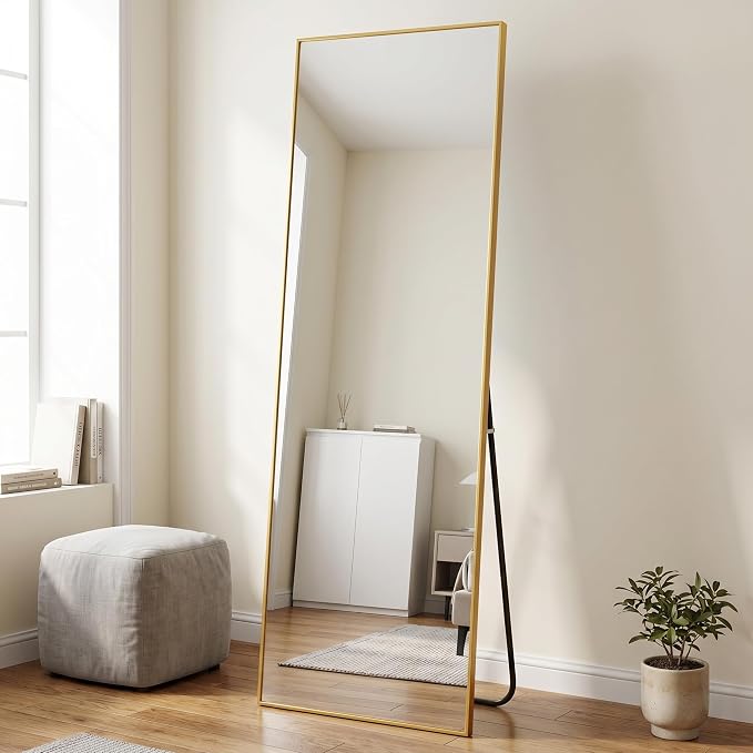 BEAUTYPEAK 71"x36" Rectangle Full Body Floor Mirrors, Full Length Mirror | Hanging or Leaning, Aluminum Alloy Frame Wall Mirror for Bedroom, Dressing Room, Gold