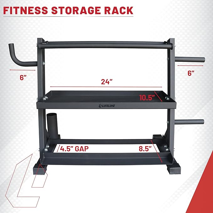 Lifeline Fitness Home Gym 3-Shelf Dumbbell and Kettlebell Storage Rack