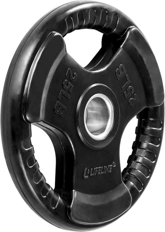 Lifeline Fitness Rubber Grip Plates For Olympic Barbell - 2" Weight Plates for Home or Gym - Strength Training Single Plates - 2.5/5/10/25/35/45 LB Options