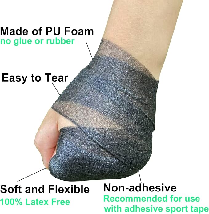 ADMITRY Pre Wrap Tape Athletic,3 Rolls X 22 Yards Black Prewrap | Headbands for Hair,Foam Underwrap Sports Wrap