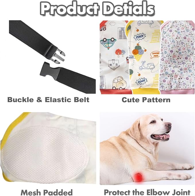 HDKUW Dog Elbow Protector for Calluses, Recovery Suit for Front Legs, Cone Collar Alternative to Stop Licking Wounds, Cover Sleeve for Small Medium Large Dogs - Floral 3XL