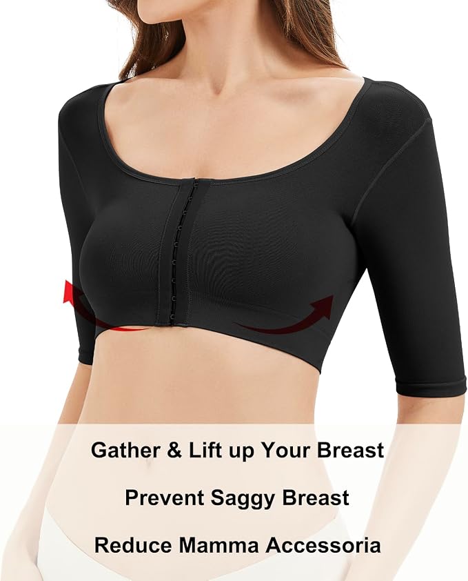 KSKshape Arm Shaper for Women Post Surgery Arm Lipo Compression Sleeves Front Closure Shapewear Bra Posture Corrector
