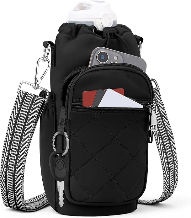 Water Bottle Carrier Bag with Strap, Insulated Corssbody Purse