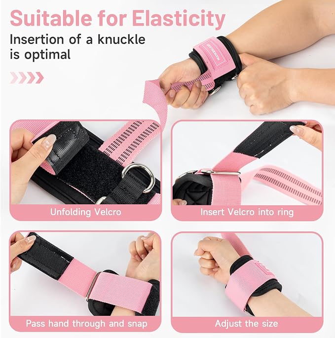 M MANUEKLEAR Wrist Straps for Weightlifting, Gym Lifting Straps with D Rings for Cable Machine,Weight Lifting Wrist Wraps for Men Women