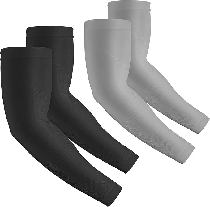 2 Pairs UV Protection Cooling Arm Sleeves Compression Sun Sleeves for Men Women Youth, Tattoo Cover Up, UPF 50