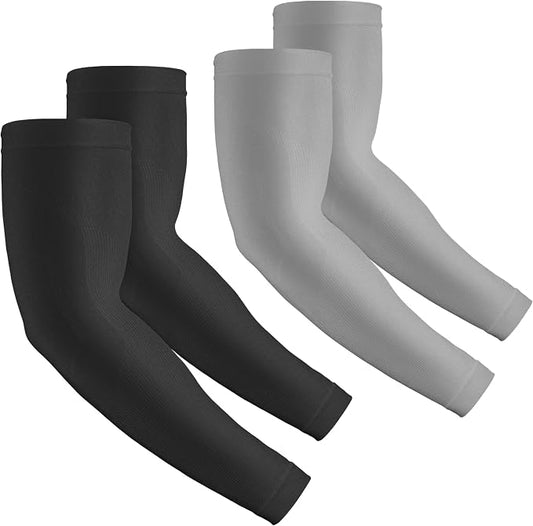2 Pairs UV Protection Cooling Arm Sleeves Compression Sun Sleeves for Men Women Youth, Tattoo Cover Up, UPF 50