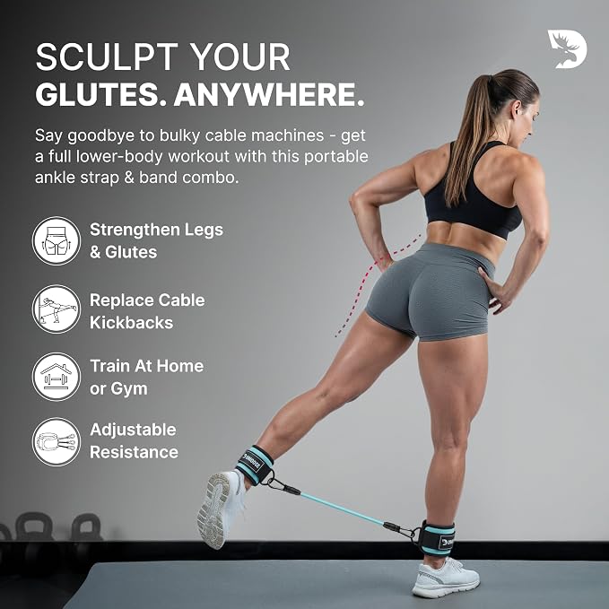 DMoose Ankle Strap for Cable Machine - One Size Fit with Premium Padding, Workout Kickback Ankle Cuffs, Ankle Bands for Working Out, Booty Workouts, Leg Extension, Hip Abductors & Lower Body Exercises