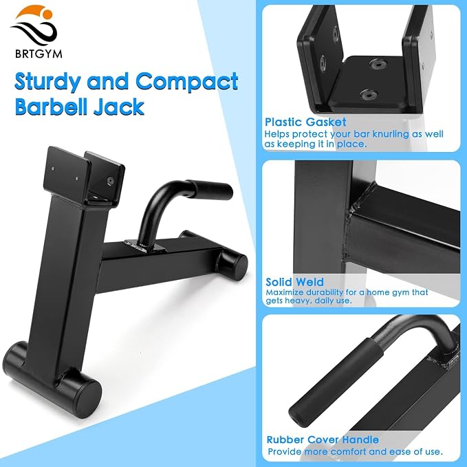 Deadlift Jack Barbell Stand,Carbon Steel Made,Easily Load and Unload 600lb Barbell Plates for Deadlift Exercise, Weight Training, Home Gym (Black Powder Coated)
