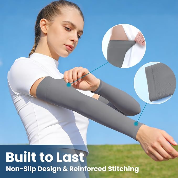 Mochabao 8 Pairs Soft Arm Sleeves, UV Sun Protection Cooling Compression Arm Covers for Outdoor Work, Sports, Men & Women