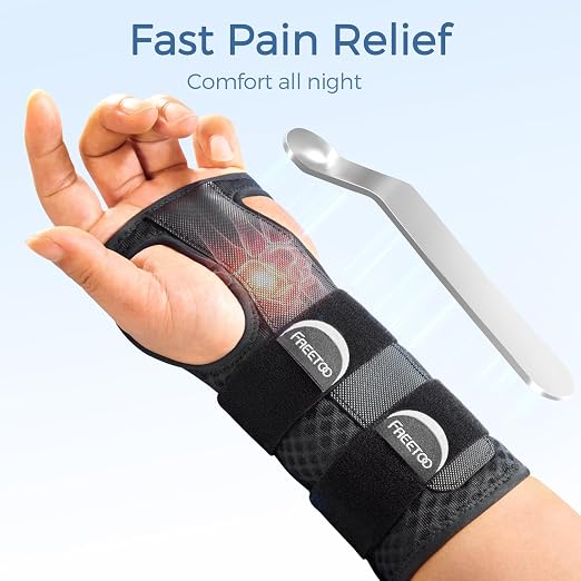 FREETOO Reversible Carpal Tunnel Wrist Brace Night Support Left Right Hand | Wrist Splint Support for Carpal Tunnel,Tendonitis,Sprain,Arthritis.Hand Brace for Sleeping,Work,Typing.Breathable,Adjustable