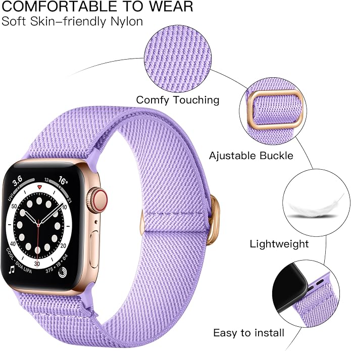Lerobo Braided Band Compatible with Apple Watch Series 11 10 9 8 7 46mm 45mm 41mm Ultra SE 3 2 1 49mm Series 6 5 4 3 44mm 40mm 38mm 42mm Men iWatch Bands Women Stretchy Nylon Solo Loop Sport Strap
