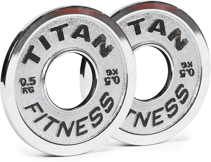 Titan Fitness Olympic Calibrated Steel Powerlifting Plates, Machine Precision Steel Discs