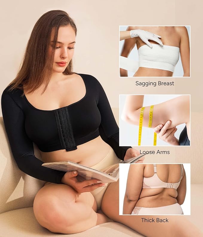 Nebility Arm Compression Sleeve Women Arm Shaper Post Surgery Post Surgery Front Closure Bra