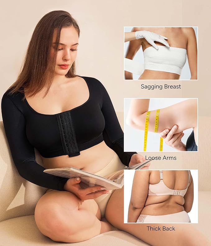 Nebility Arm Compression Sleeve Women Arm Shaper Post Surgery Post Surgery Front Closure Bra