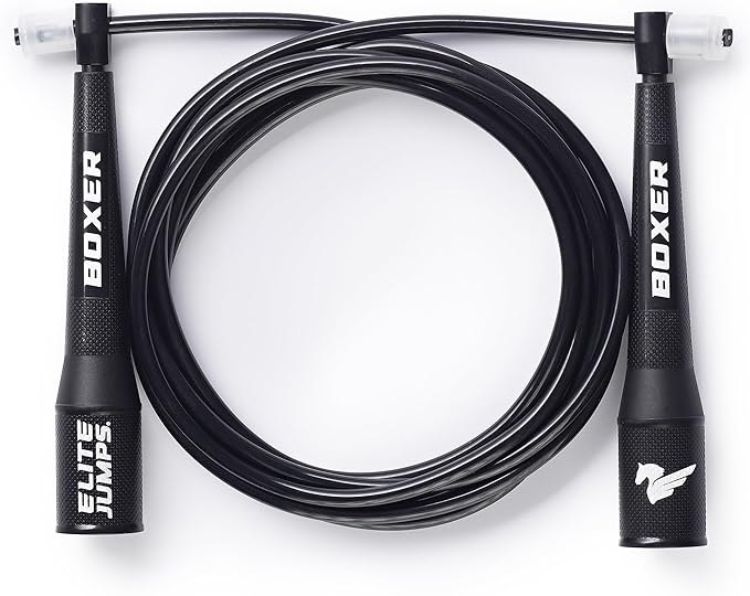 EliteSRS 10 Foot Outdoor Rated 5Mm Pvc, Boxer Jump Rope 3.0 with Smooth Action Polymer Handles and Ergonomic Slip-Resistant Dimpled Grips | Professional boxing rope. Smooth-action handles with slip-resistant grips. Fitness and cardio.