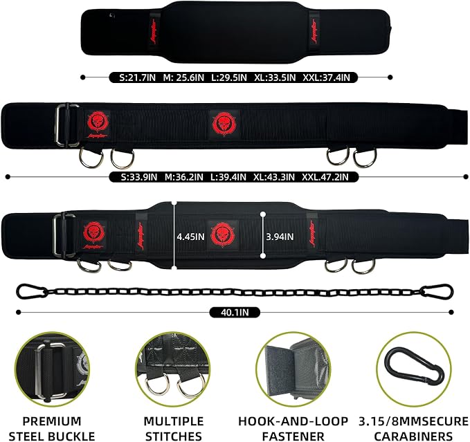 2-in-1 Weightlifting Belt & Dip Belt with Chain for Added Weight Training,Weightlifting, Squats, Deadlifts,Powerlifting for Men & Women