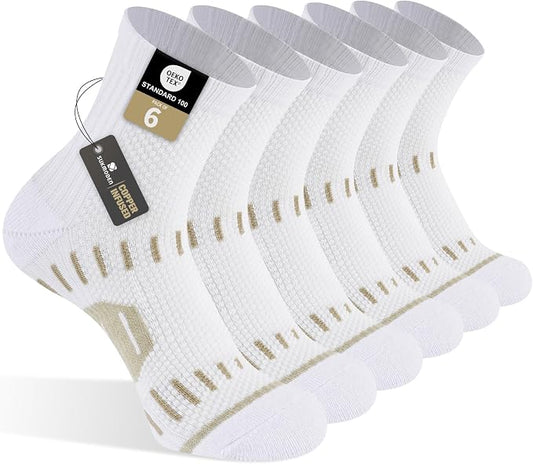 6 Pairs Copper Ankle Compression Socks for Men and Women | Copper Graduated Compression Socks with Terry Cushioning and Arch Support, Breathable Mesh Design, Machine Washable
