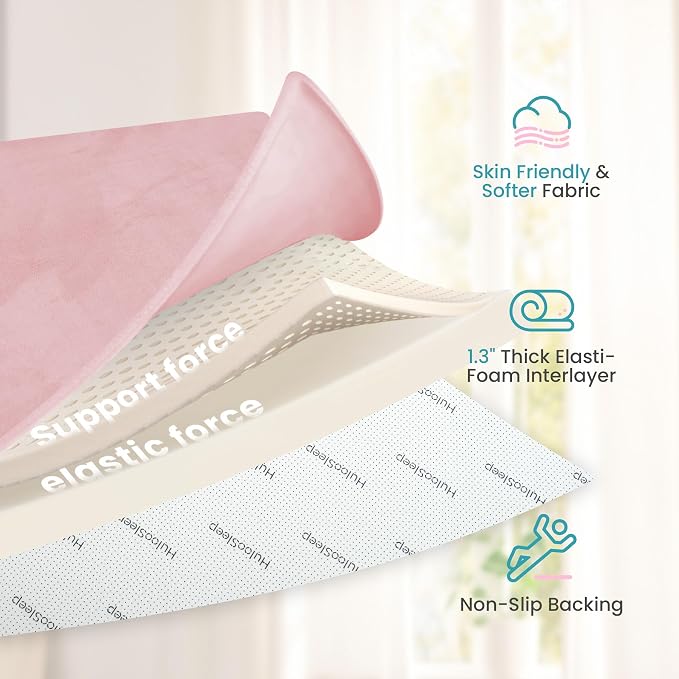 Huloo Sleep Baby Play Mat for Floor,Extra Large 71"×79" Playpen Mat for Toddler,Infant,Kids,1.3" Thick Elasti Foam Non-Slip Nursery Rug,Water Repellent Soft Padded Activity Mats for(Pink)