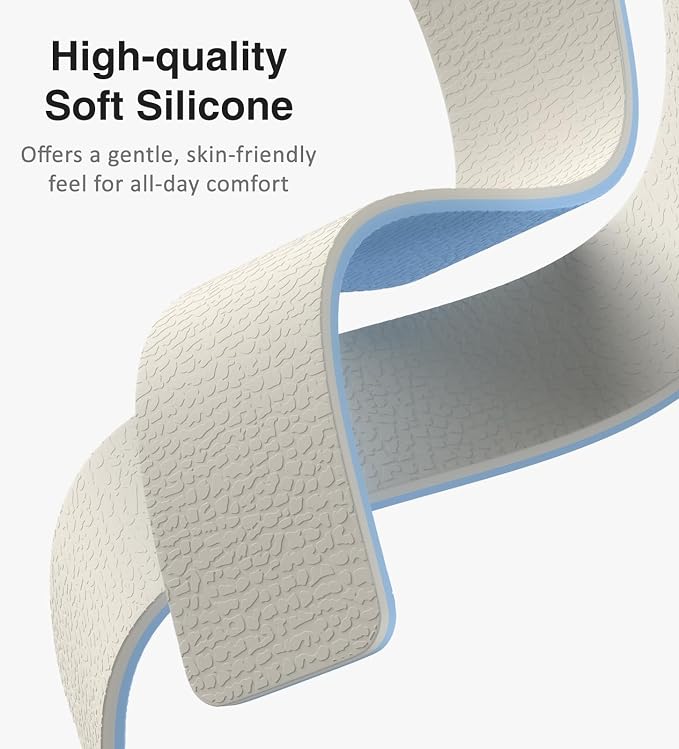 Magnetic Silicone Band Compatible with Apple Watch Band Ultra 3/2/1 & SE 3/2/1 & Series 11 10 9 8 7 6 5 4 3 49mm 46mm 45mm 44mm Strong Magnetic Clasp, Waterproof & Adjustable (White + Blue)