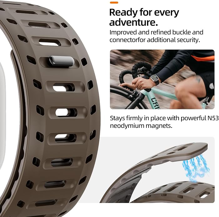 X-it Magnetic Watch Band for Apple Watch Ultra 49mm, 46mm/45mm/44mm, Silicone Sport Strap with Strong Magnet for Men and Women, Compatible with Apple Watch Series 11/10/9/8/7/6/5/4/3/2/1 and SE