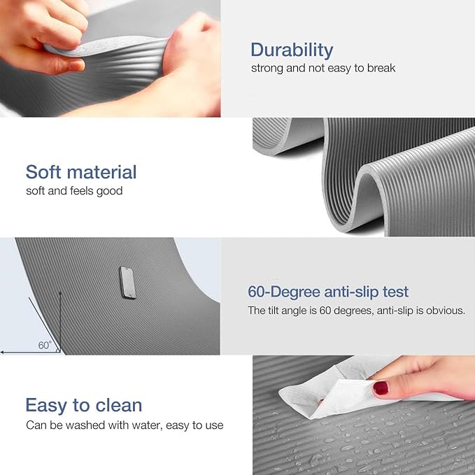Gruper Yoga Mat Non Slip NBR Extra Thick Yoga Mat, 72"L x 32"/24"W x 0.6"/0.4"TH (185cm x 80cm/61cm x 15mm/10mm), Anti-Tear Exercise Mat with Carrying Strap and Bag, Workout Mats for Yoga, Pilates