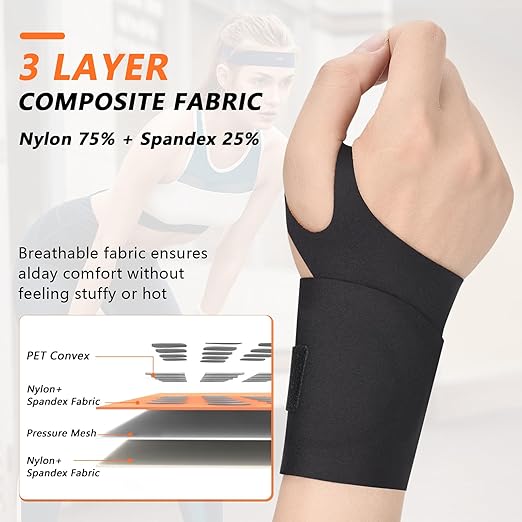 2PCS Ulnar Wrist Brace for Right & Left Hand, Ultra-Thin Elastic Wrist Wrap Compression for TFCC Tear and Repetitive Wrist Use Injury, Wrist Support for Carpal Tunnel, Tendonitis, Pain Relief (Black)