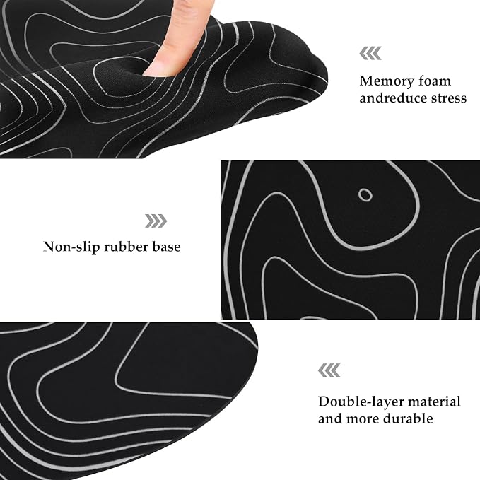 EooCoo Ergonomic Mouse Pad with Wrist Rest, Memory Foam Support Mousepad | Non-Slip Base for Computer, Cafe, Home & Office, 9.64 x 8.26 in Office Desk Accessories, Carpal Tunnel Relief