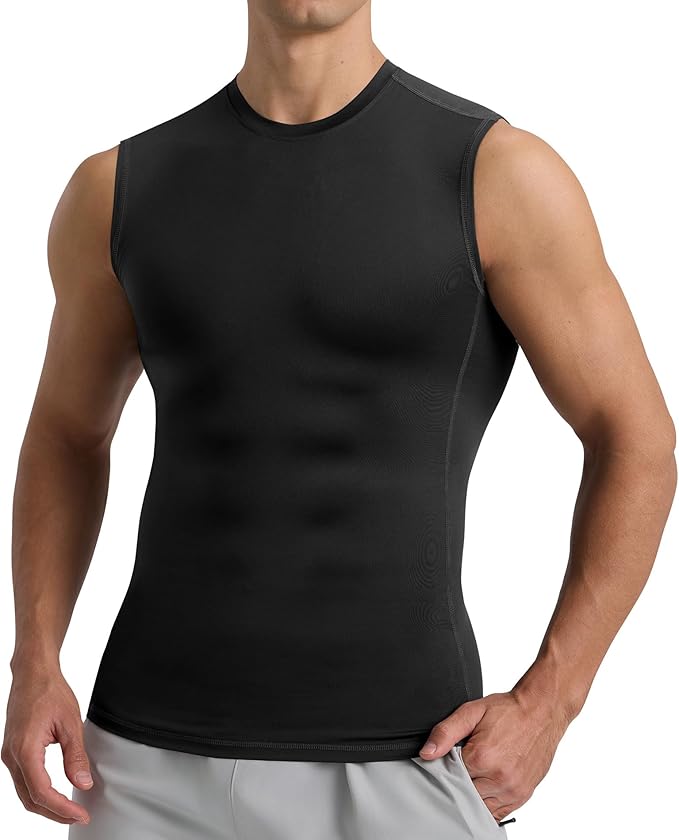Compression Shirt Men - Sleeveless Tank Top Base Layer Gym Workout Running | 1 Pack Athletic Quick Dry Lightweight Soft Undershirts Uderwear Muscle Shirts for Exercise Cycling