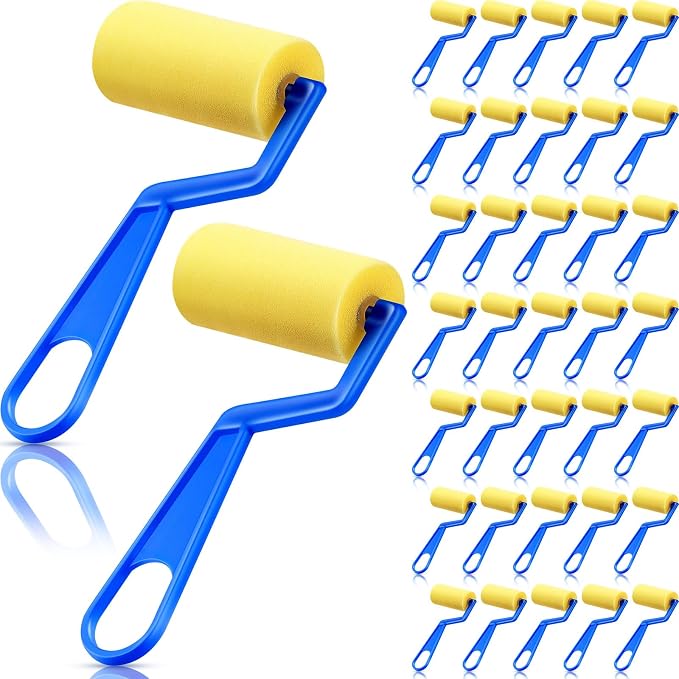 Tenceur 50 Pcs 3 Inch Foam Paint Rollers Painting Sponge Roller,Blue