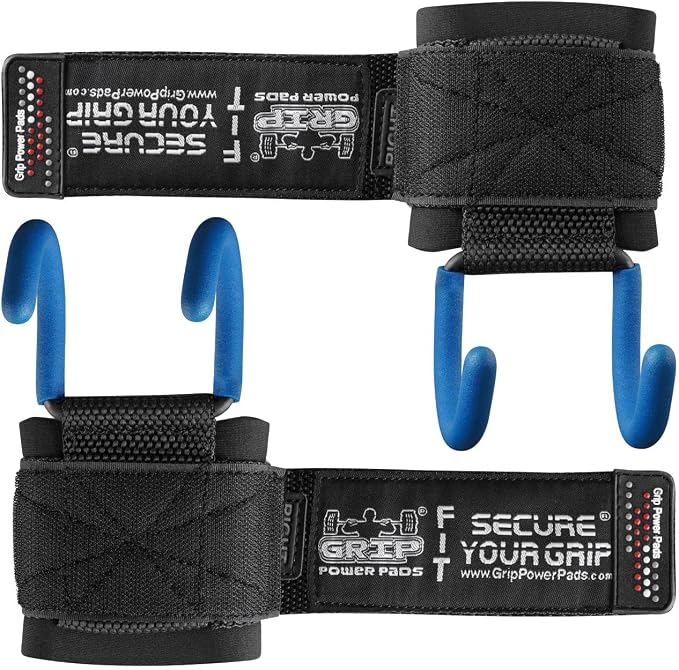 Weight Lifting Rod Hooks Heavy Duty Wrist Wraps Power Weight Lifting Training Gym Grips Straps Set of 2