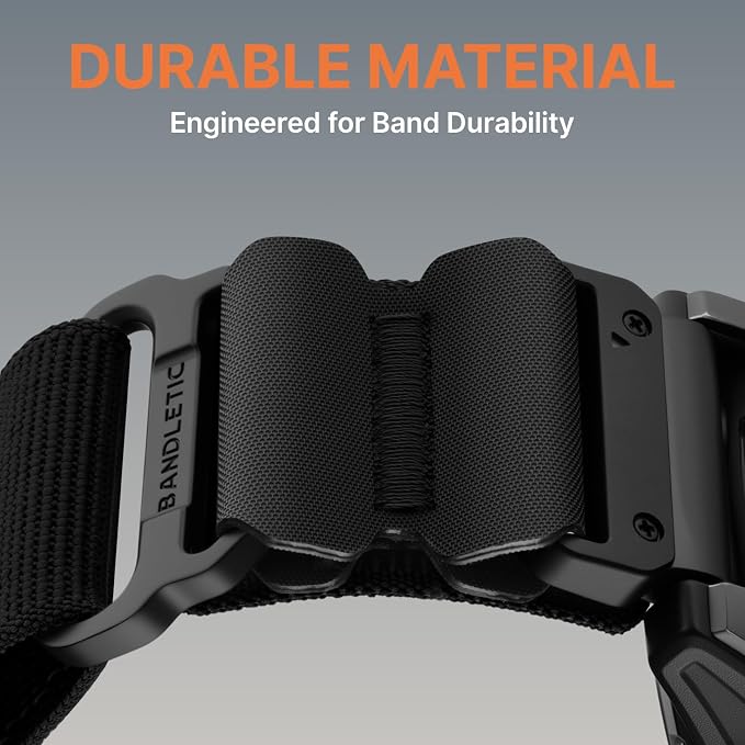 Bandletic Rugged Nylon 22MM Compatible with Garmin Instinct Watch Band | Adjustable,Breathable Quick Fit Strap for Fenix 8 E 47mm/7 6 Pro/5 Plus/Forerunner 965/955/945/Approach S70/S62/S60/Epix Pro