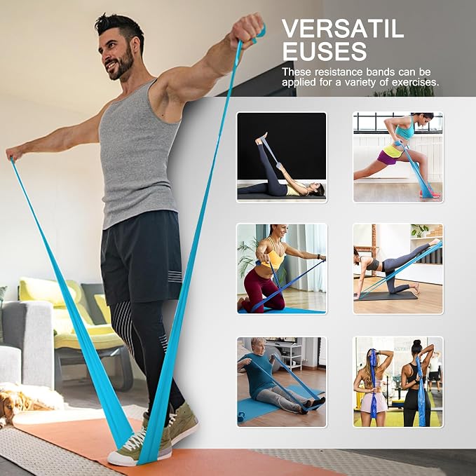 5-Piece Resistance Bands Set, 5.9 ft, Latex-Free for Exercise and Therapy | Elastic Bands for Stretching, Physical Therapy, Yoga, Pilates and Home Workouts, Suitable for Women and Men