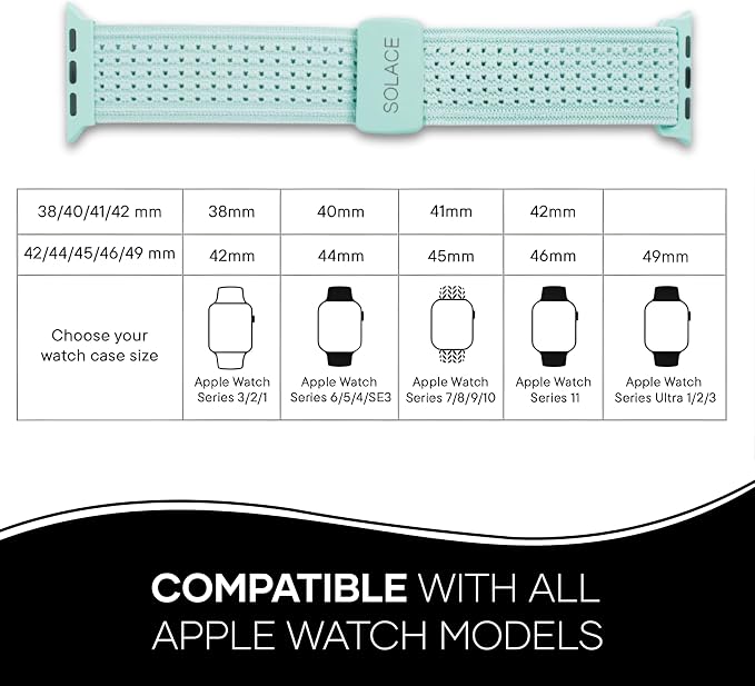 Solace Sport Adapt Bands - Apple Watch Bands, Breathable Nylon with Magnetic Clasp, Unisex Smart Watch Band, Apple Watch Strap
