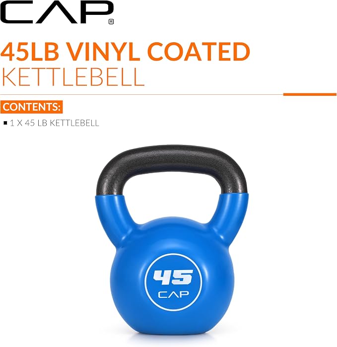 CAP Vinyl Coated Cast Iron Kettlebell, 10-50 LB Home Gym Weight