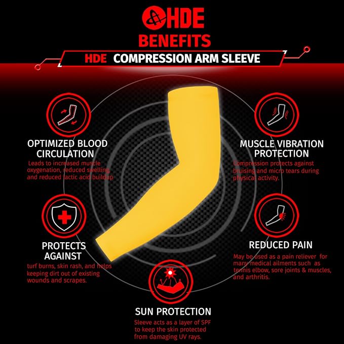 HDE Arm Compression Sleeves for Kids Basketball Shooting Sleeve Youth Sports Cooling Sun Protection Football Baseball 1 Pair