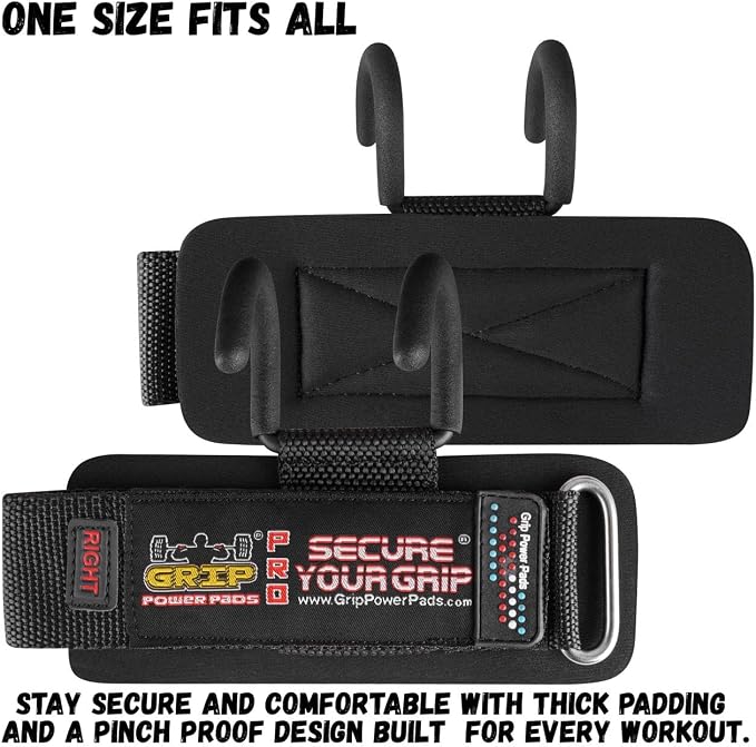 Weight Lifting Rod Hooks Heavy Duty Wrist Wraps Power Weight Lifting Training Gym Grips Straps Set of 2