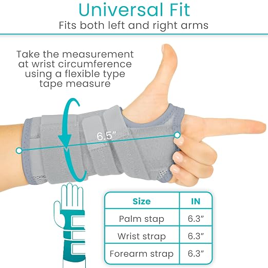 Vive Carpal Tunnel Wrist Brace with Splint for Left or Right Hand | Adjustable Night Wrist Support Splint Immobilizer for Men & Women - Cockup Brace for Arthritis, Tendonitis, Sprain, Injuries