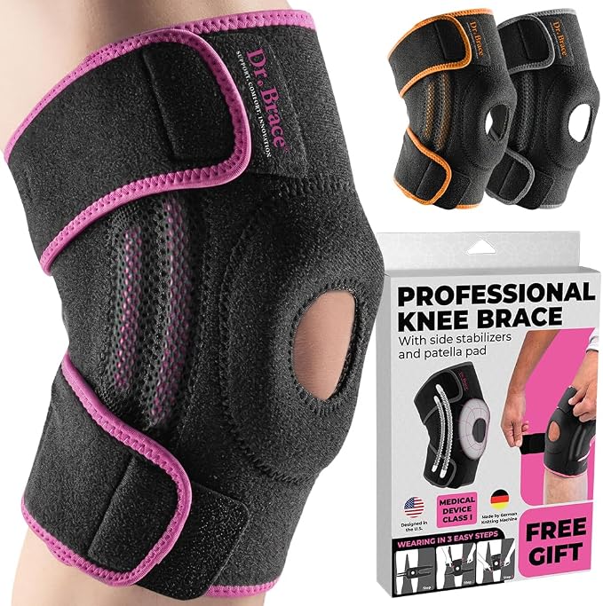 DR. BRACE ELITE Knee Brace with Side Stabilizers & Patella Gel Pads for Maximum Knee Pain Support and fast recovery for men and women-Please Check How To Size Video (XX-Large, Orion)