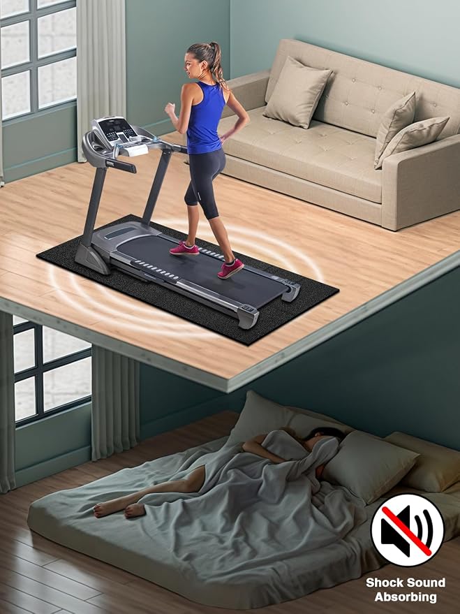 Treadmill Mat 63"x30", WERCHO Foldable Walking Pad Mat for Carpet Hardwood Floors 6mm Heavy-Duty Exercise Equipment Mat for Treadmill,Spin Bike,Elliptical Trainer,Exercise Equipment