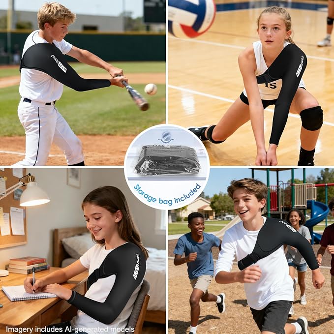 ComfiTECH Youth Shoulder Arm Ice Pack Wrap for Pitchers, Ice Arm Sleeve, S | Flexible Shoulder Ice Brace for Arm & Elbow, Cold Gel Application for Volleyball Player, Athlete & Throwing Recovery