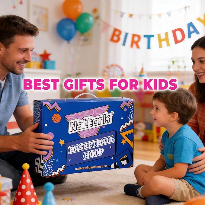 Kids Basketball Hoop, Adjustable Height Toddler Basketball Hoop Stand, Indoor Outdoor Basketball Goal Toy for Boys Girls Ages 3~8 Years Old, Includes 3 Balls, Ideal for Birthday Gift