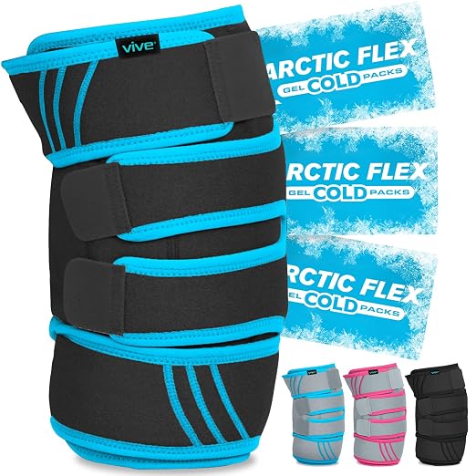Vive Knee Ice Pack Wrap - Cold/Hot Gel Compression Brace for Pain Relief | Strap for Arthritis Pain, Tendonitis, ACL, Athletic Injury, Osteoarthritis, Women, Men, Running, Meniscus, Patella, & Surgery