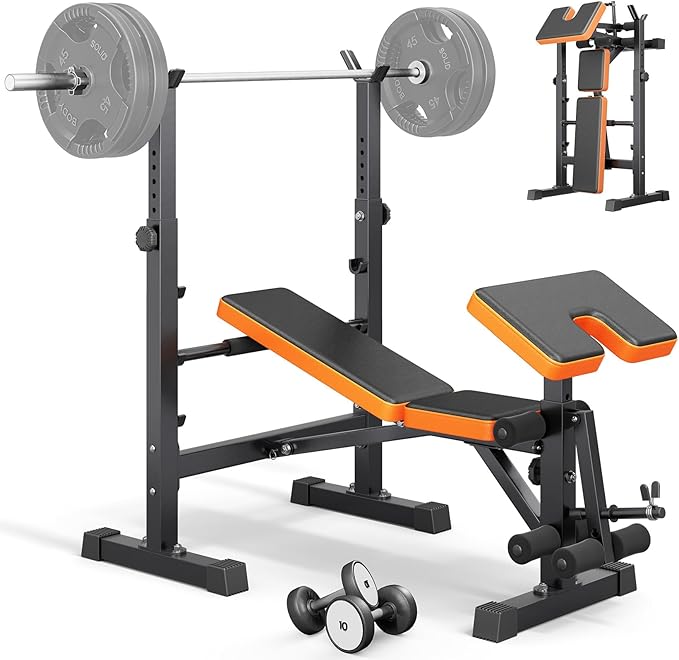 Multi-Function All in 1 Weight Bench Set - Multi-Positions Heavy Duty Weight Lifting Sit Up Bench Workout Benchs Folding Bench Press for Home Gym