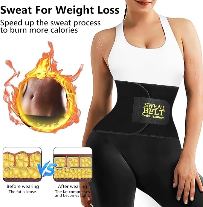 AMZBOSS Waist Trainers for Women Belly Fat, Waist Sweat Band for Women | Sweat Waist Trainer for Women, Belly Band Sweat Belt, Sweat Band for Stomach Weight Loss, Belly Wrap Waist Trimmer