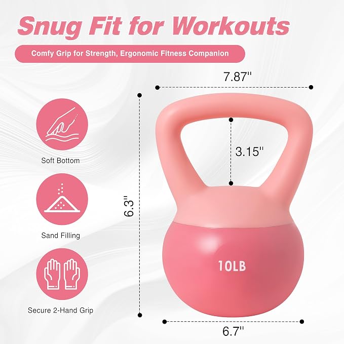 ALTLER Soft Kettlebell 10-50LBS Safe Strength Training Kettlebell Anti-Slip Grip Weight for Home Workouts and Men/Women/Beginners