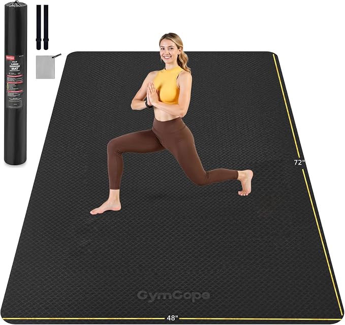 Extra Large Yoga Mat – 72"x48" or 78"x57", 1/4"–1/2" Thick Mat for Women & Men, TPE Non-Slip Pilates Mat for Home Gym, Yoga, Stretching, Meditation