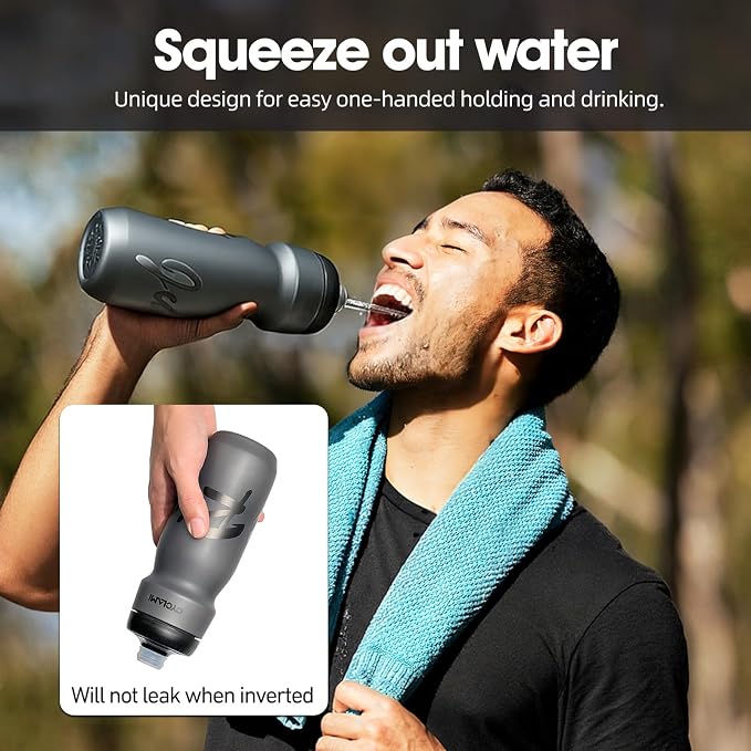 Bike Water Bottle 22oz/650ml Cycling Squeeze Water Bottle BPA Free Leakproof Easy-Squeeze Sports Bottles for Bicycle Gym Camping Hiking Truth Grey