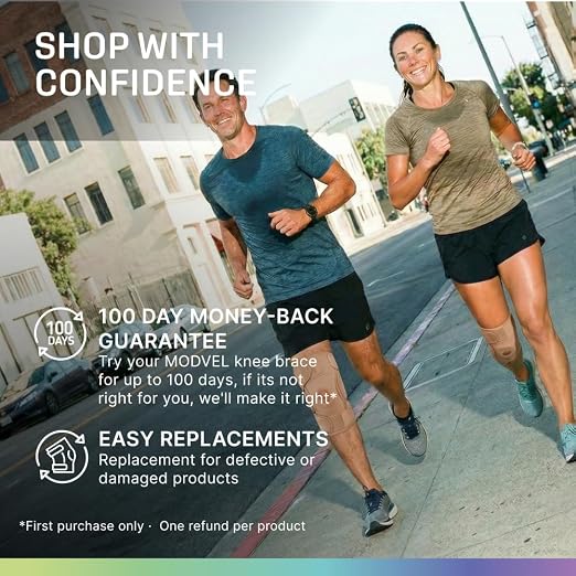 Modvel Knee Brace with Side Stabilizers & Patella Gel Pads for Pain Relief and Joint Support Breathable, Non-Slip Compression Sleeve for Men & Women, Arthritis, Meniscus, ACL Recovery
